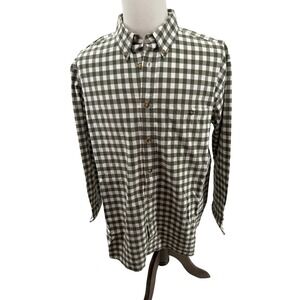 ORVIS Mens Olive Green Gingham Check Long Sleeve Button Down Shirt Size Large‎